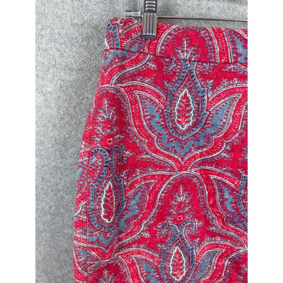 J. Crew No 2 Pencil Skirt Raj Paisley Red Blue Career Slim Fit Womens Size 8 - Picture 2 of 11